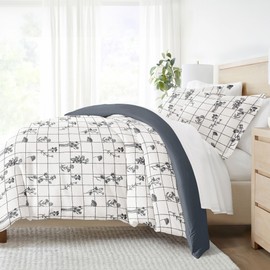 Linen Market Premium Ultra Soft Flower Field Pattern 3 Piece Reversible Duvet Cover Sets, Full/Queen, Gray