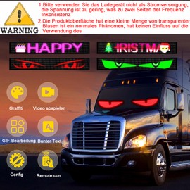 Aolawco Devil Eyes Light for Cars, 10 x 35 cm LED Eyes for Trucks, Programmable Scrolling Sign, Illuminated Sign with App Control, Set of 2
