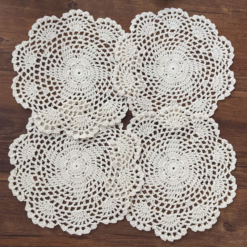 Gracebuy Pack of 4PCS Beige 7 Inch 100% Cotton HANDMADE