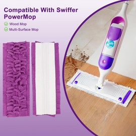 6 Pack Mop Refill Pads for Swiffer PowerMop Multi-Surface Mop and Swiffer PowerMop Wood Mop Pads Refill, Washable & Reusable Microfiber Spray Cleaning Pads (Purple)