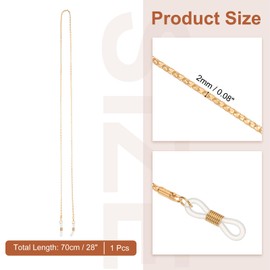 PATIKIL Eye Glasses Holders Around Neck, K Gold Hollow Chain Eyeglasses Strap Fashion Stylish Beaded Lanyard Glasses Chain for Women Sunglasses Old Lady Glass, 1 Pcs