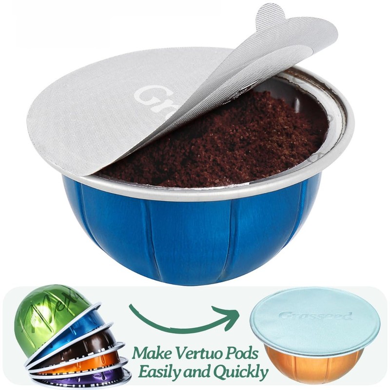 Grasseed Aluminum Foils Lids to Reuse Coffee Pods Compatible with