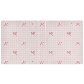 KICPOAY 3 Ring Binder 1.5 Inch Pink Checkered and Bows Clipboards Binders with Interior Pockets Round Ring Binder for Office Supplies and School