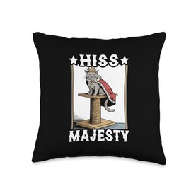 Hiss Majesty Cat Scratching Post Tree Cat Throw Pillow