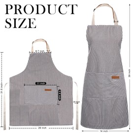 JaGely 8 Pcs Kitchen Cooking Aprons Adjustable Bib Aprons Chef Apron Kitchen Apron with Pockets for Women and Men, Chef, Kitchen, BBQ, Garden, Baking