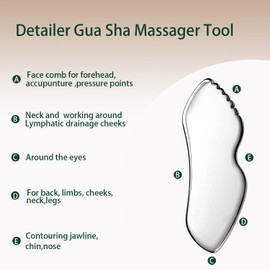 Stainless Steel Gua Sha Facial Tools Guasha Face Sculpting Tool Metal Detail Stone Body Lymphatic Drainage Massager Face Skin Care Gift for Women