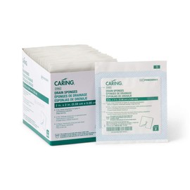 Medline Sterile, Non-Woven Drain Sponges, 2"x2", 6-ply, Ideal for Wound Dressing, Case of 1400