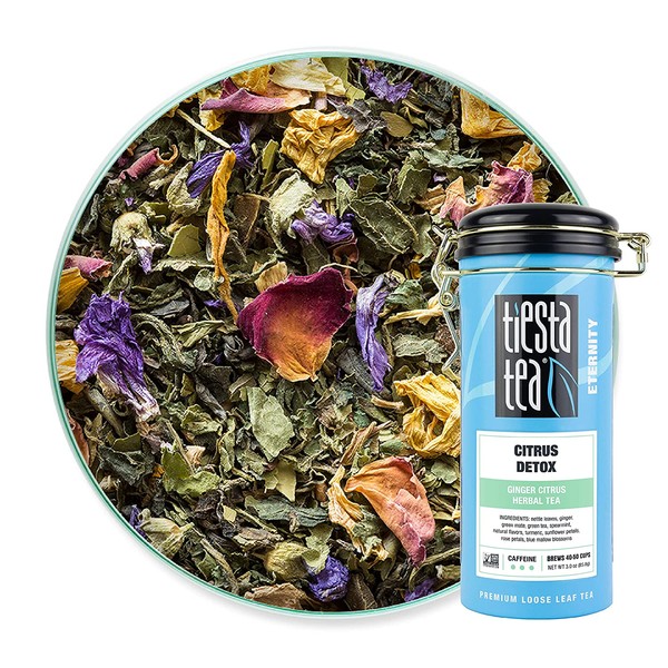Tiesta Tea - Citrus Detox, Loose Leaf Ginger Citrus Herbal Tea, High Caffeine, Hot & Iced Tea, 3 oz Tin - 50 Cups, Natural, Turmeric, Detox Tea, Herbal Tea Loose Leaf