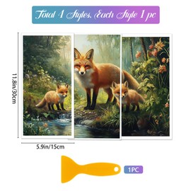 GLOBLELAND 3 Sheets Forest Fox Transfer Films for Rubbing on Furniture and Crafts 11.8 x 5.9 inches Jungle Animal Shape Waterproof UV DTF Sticker Transfer Sticker for Wooden Furniture Home Decoration