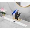 One Hole Bathroom Faucets LED Waterfall Spout Black and Gold