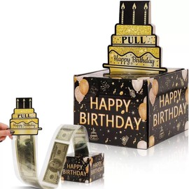 SANYUANHE Money Gift Birthday Surprise Box, Money Gift Birthday Surprise Box, Black Gold DIY Money Gift Box, Surprise Gift Box for Parents, Friends, Kids, Lover