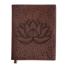 Sunny Lark Lotus Leather Journal | Refillable Laser Engraved Journal for Women | Vegan Leather Flower Journal with Lotus