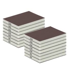 Pack of 14 Sandpaper Wood Sanding Sponge, Sanding Blocks 60/80/100/120/150/180/220 Grit Sandpaper Reusable for Wood Metal Wall Foam Drywall