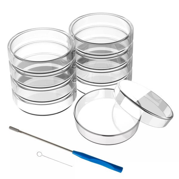 eLabPal 10x90mm Glass Petri Dishes with Lids Autoclavable Lab Petri