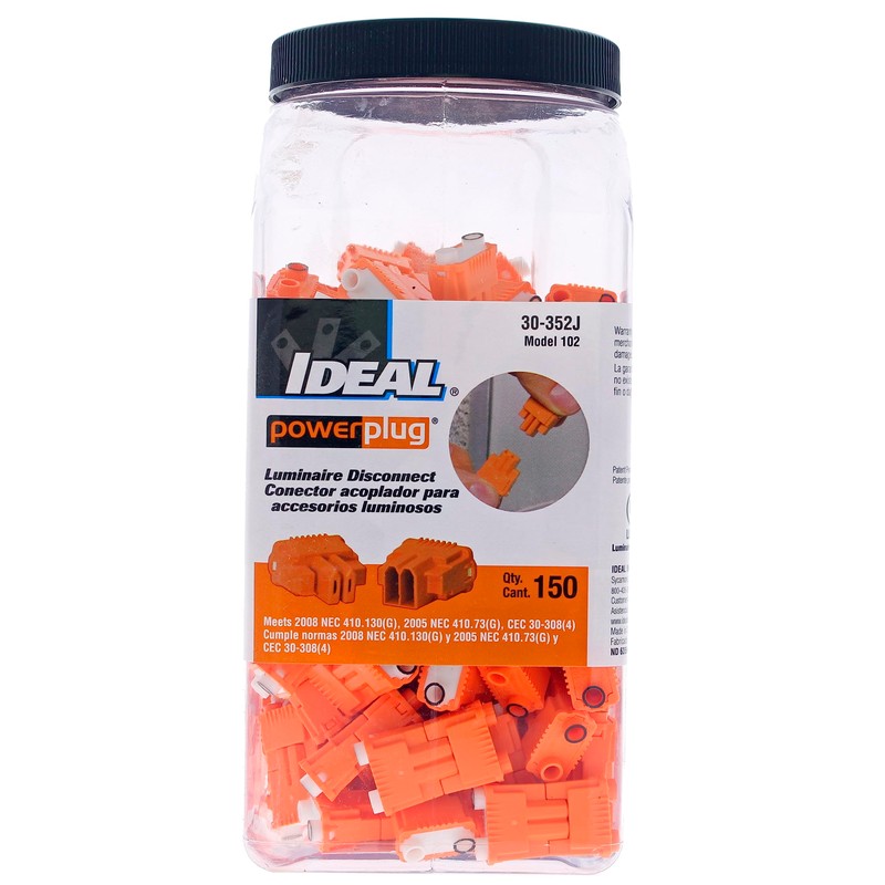IDEAL Electrical 30-352J Luminaries Disconnect Power Plug 2 Wire, Orange,