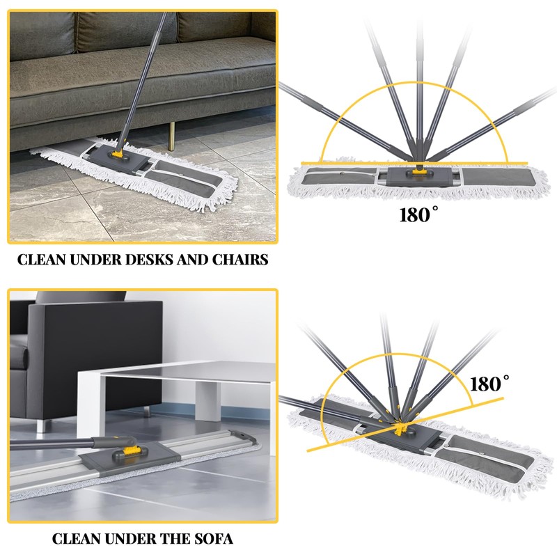 Masthome 32'' Commercial Dust Mop, 60'' Adjustable Flat Mop with