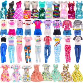 10 Set Doll Clothes Including 3 Sequins Dresses 3 Floral Dresses 4 Casual Outfits Tops and Pants for 11.5 Inch Girl Doll
