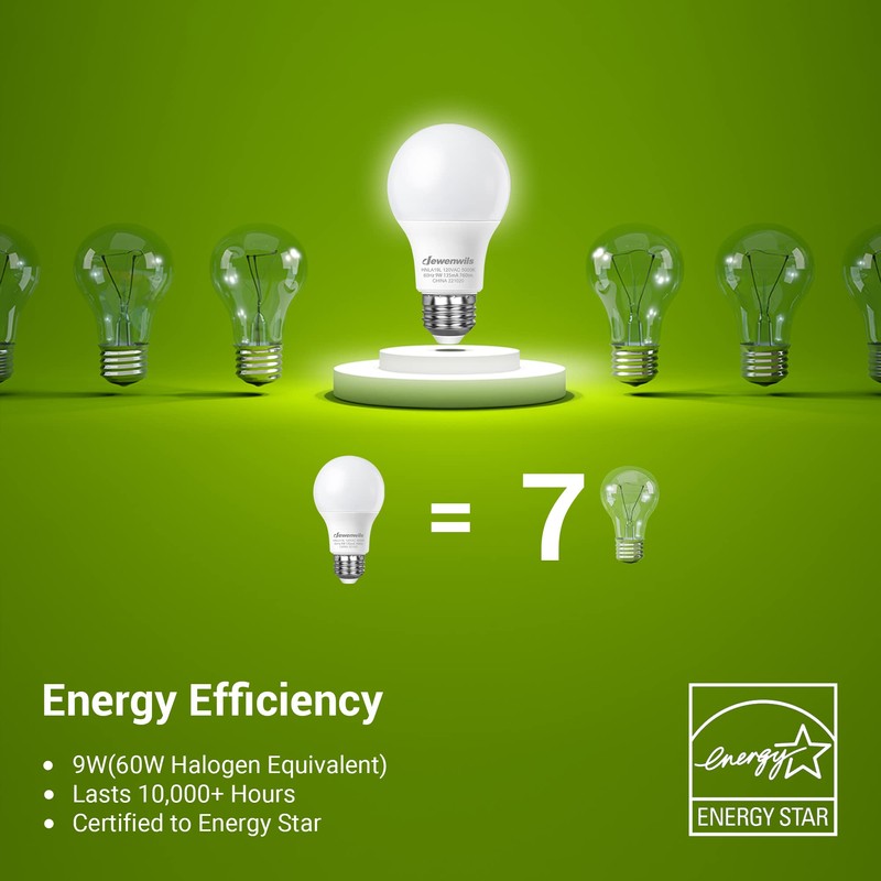 DEWENWILS 8-Pack A19 LED Light Bulb, 760LM, 5000K Daylight LED
