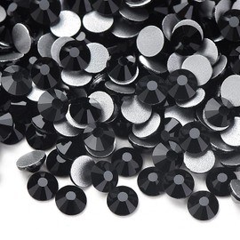 Towenm 1000PCS Glass Flatback Rhinestones SS16 4mm Flat Back Crystals for Craft Clothes Nail Face Art, Non Hotfix Round Flatback Crystals Loose Gemstones, Jet Black