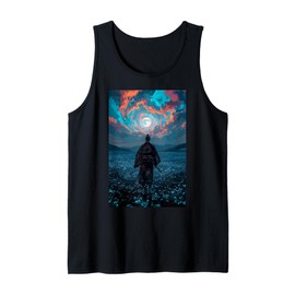 Samurai Warrior Overlooking Tranquil Moonlit Field Twilight Tank Top