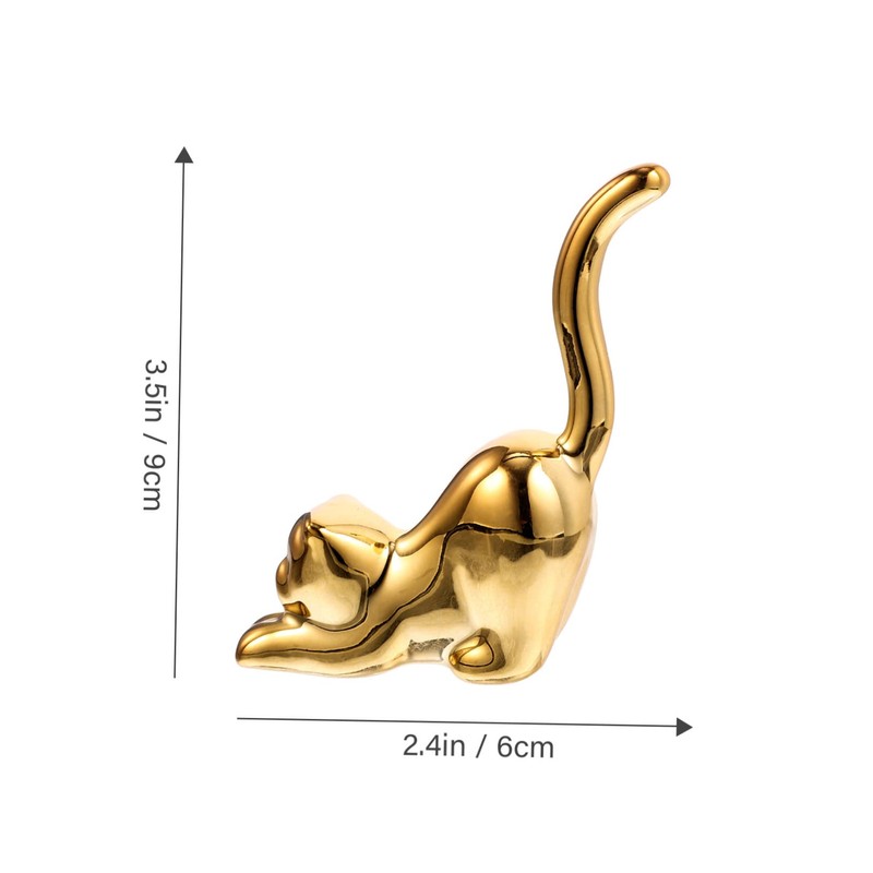 BIUDECO 2pcs Ceramic Cat Statues Decorative Ornaments for Living Bedroom