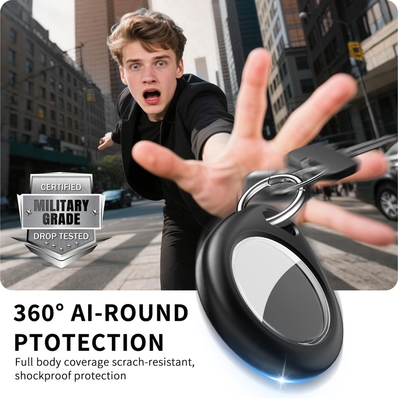 RFUNGUANGO Compatible AirTag Holder Air Tag Keychain Protective Case -