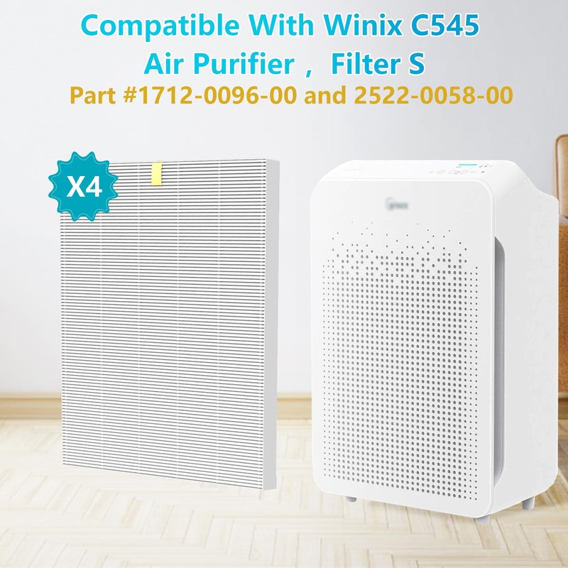 4 Pack C545 Replacement HEPA Filter Compatible with Winix C545,
