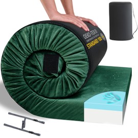 HomeMate Memory Foam Camping Single Mattress Pad Mat-Sleeping Pad Mat Portable Roll Up Travel Mattress CertiPUR-US for Adults-Camping Bed for Guests Floor Sleepover with Waterproof Cover Travel Bag