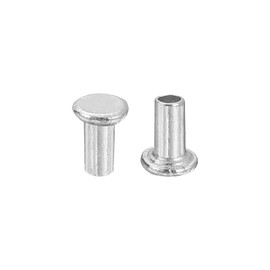 uxcell 50Pcs Semi Tubular Rivets, 2mm x 4mm Aluminum Round Flat Head Semi-Tubular Rivet Metal Stud Rivet for Industry Household Repairing Fastening, Silver