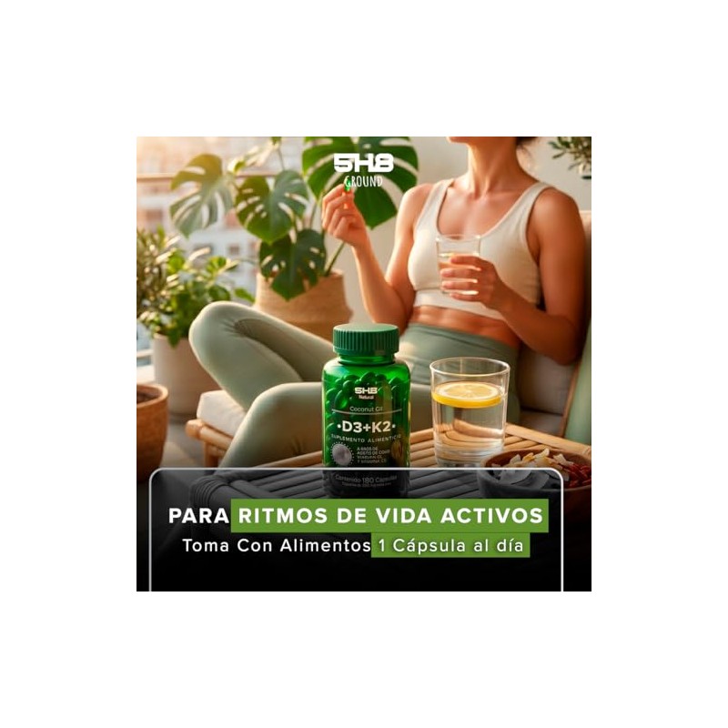 Vitamina D3+K2 Adicionado Con Aceite De Coco - 180 Capsulas