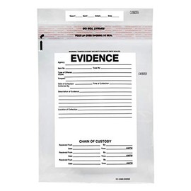 100pk Evidence Bags, 9" x 12" Transparent, Tamper Resistant Closure with Serialized Numbering - Secur-Pak