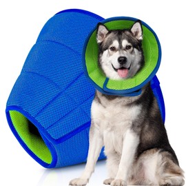 Roucerlin Adjustable Soft Dog Cone Collar Alternative, Breathable Comfy Elizabethan Collar Cone for Dogs After Surgery, Light Pet Neck Dog Recovery Collar for Large Dogs Stop Licking Wounds (L)