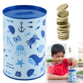 Whale Money Tin Box, Sterling Money Box for Kids |Money Coin Tin|CashSaving Tin for Birthday Money, Summer Holiday and Christmas Fund Size-15cm