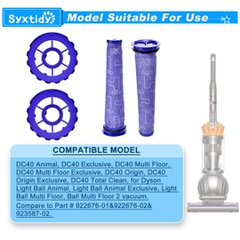 Syxtidy 2 Pack Replacement Filter for Dyson DC40 Hepa Post Motor Filter&Pre-Motor Filter for Multi Floor,Animal,Compatible Part#923587-02,922676-01