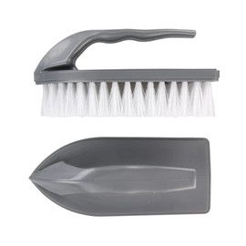 Citystores® Iron Shaped Grey Scrubbing Brush Heavy Duty Cleaning Brush For Tough Stains Ergonomic Handle For Comfortable Grip Ideal For Bathrooms Kitchens Floors Tiles & More