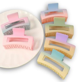 Colourful Pastel Ombre Plastic Hair Clips, Set of 6
