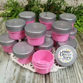 DecoJars Jar Size 100 PINK Jars Plastic Silver Caps tops screw lids cosmetic USA Container #3803