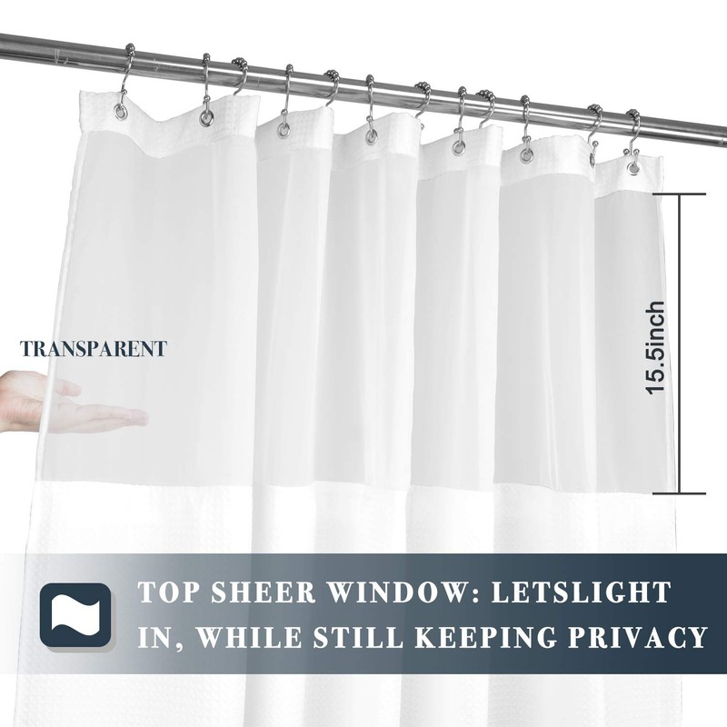 N&Y HOME Waffle Weave Shower Curtain with Snap-in Fabric Liner