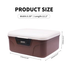 Qiveno Storage Bin - 2.3 Gallon Locking Container with 4-Digit Combination Lock, Stackable Plastic Organizer Box for Usable As Item Organizer Or Office File Storage/Garage/Camping(Brown)