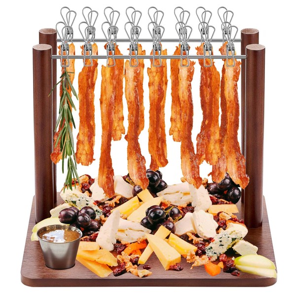 Wonderjune 2 Rows Bacon Rack Tray 13 Inch Bacon Display