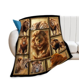Lion Blanket for Boys Men Lion Throw Blanket for Kids Adults Ultra Soft Cozy Fleece Lion Decor Blanket for Lion Lover Couch Sofa Bed 40"X50"