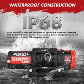 X-BULL γ Series Winch 5000 lb. Load Capacity with Synthetic Rope and Hawse Fairlead, Waterproof IP68, Wireless & Wired Remote with Mounting Plate for ATV/UTV,Boat Trailer Winch