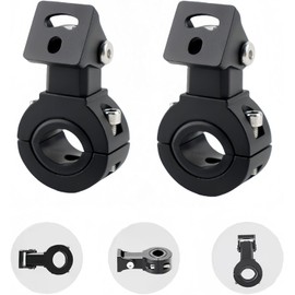 HQTS Motorcycle Mount Spot Lamp Holder Adjustable 360 Degrees 18-32 mm Horizontal Bull Bar Universal Headlight Holder – Set of 2