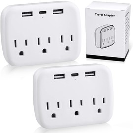 Oudain 2 Pieces Cruise Power Strip Cruise Approved 2024 Cruise Ship Essentials Non Surge Protection with USB Ports Travel Adapter Approved for Cruise Ship(White)