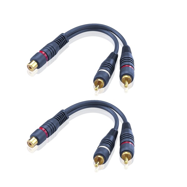 SIENOC 2x RCA female to Dual RCA Male 15cm Audio