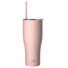 34oz Stainless Steel Tumbler with Triple Insulation & Copper Lining – Keeps Drinks Cold for 18 Hours & Hot for 6 – Spill-Resistant Press-On Lid with Sliding Sip Design, Reusable Straw (Light Pink)
