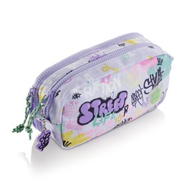 Miquelrius School Pencil Case, Double Pencil Case, Recycled Bottles, Zipper, Organize Your School Supplies for School, Lavender Double Pencil Case