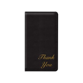 Risch Double Panel Check Presenter, Padded Vinyl with 2 Pockets, Credit Card Holder and “Thank You” Imprinted in Metallic Gold, Black, 5” x 9” (Pack of 12)