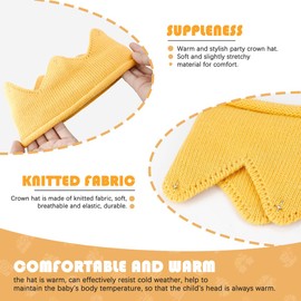 FERCAISH Baby Birthday Crown Headband, Yellow Crown Knitted Hat, Baby Crown Hat Headpiece, For Boys Girls Birthday Party Hats Baby Baptism Decoration