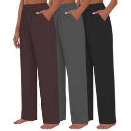 Kivdol 3 PACK Womens Yoga Sweatpants Wide Leg Lounge Pajamas Pants Drawstring Workout Comfy Joggers Sweatpants Pants